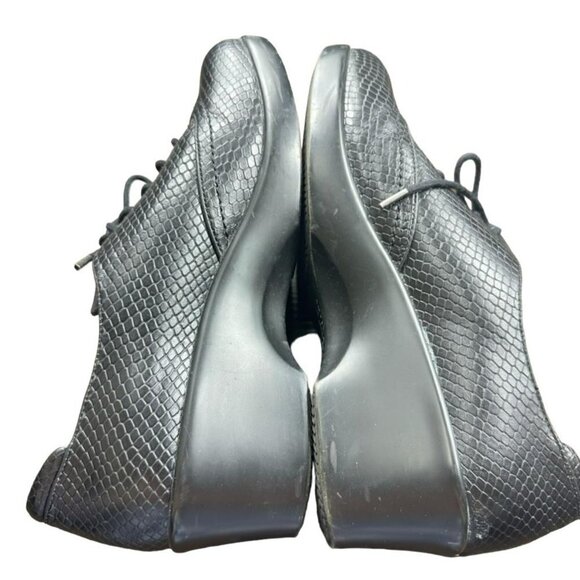 Alegria Etta Black Burnosh Snakeskin Wedge Lace Oxfords Shoes Size 9.5 / 40 - Picture 7 of 12